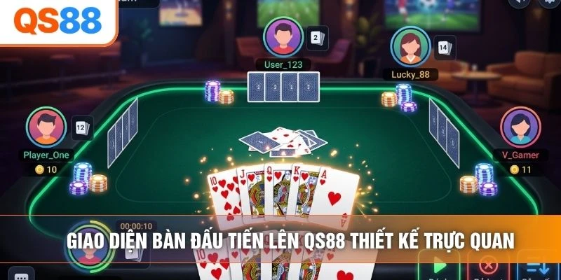 Giao diện bàn đấu tiến lên QS88 thiết kế trực quan